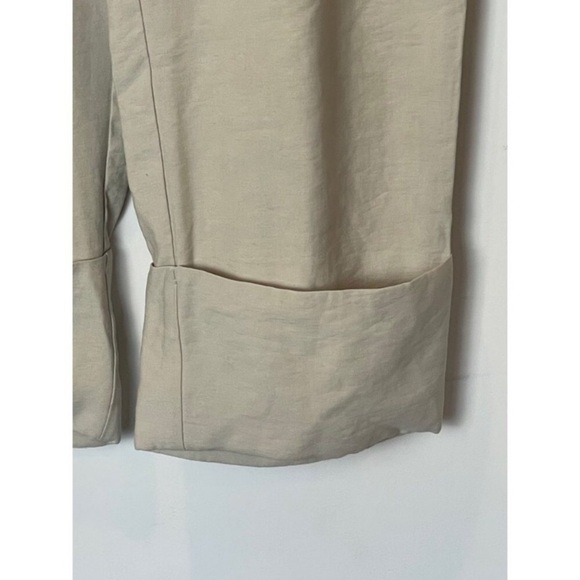 ZARA High Waisted Cuffed Wide Leg Pull On Crop Pant - Picture 5 of 9